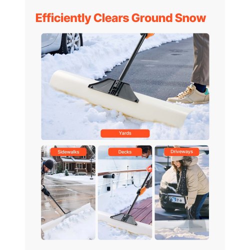 Snow Pusher Shovel 48 in Outdoor Snowplow Shovel with Ergonomic Grip HDPE