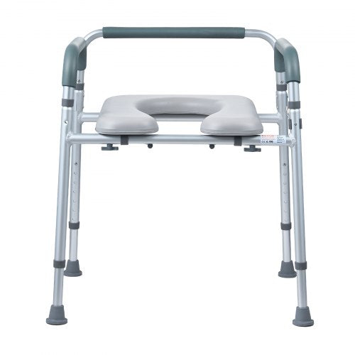 Commode Chair Bedside Commode with Padded Seat and Arms 7Level Adjustable