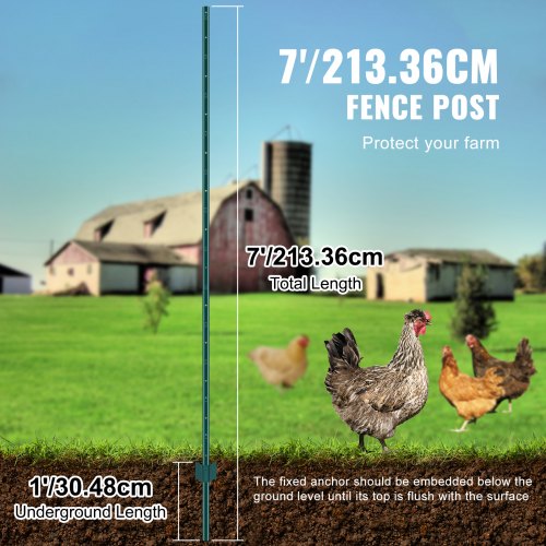 7 Feet Fence Post 10 Pack UChannel Heavy Duty Metal Fence Posts Sturdy