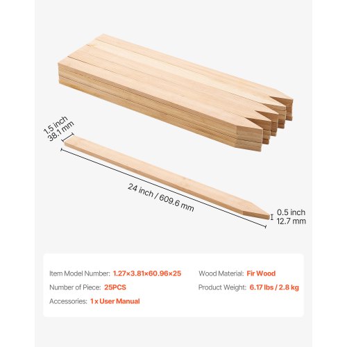 Wooden Garden Stakes 25 Pcs 24 x5 x15 in Survey Grading Stakes Garden