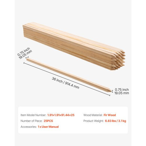 Wooden Garden Stakes 25 Pcs 36x075x075 in Survey Grading Stakes Garden