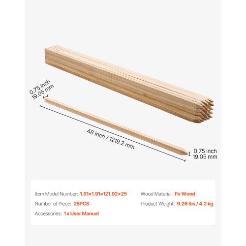 Wooden Garden Stakes 25 Pcs 48x075x075 in Survey Grading Stakes Garden