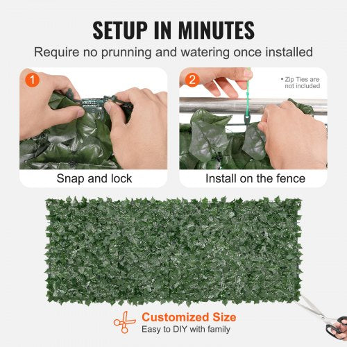 Ivy Privacy Fence 39 x 98 in Artificial Green Wall Screen Greenery Ivy