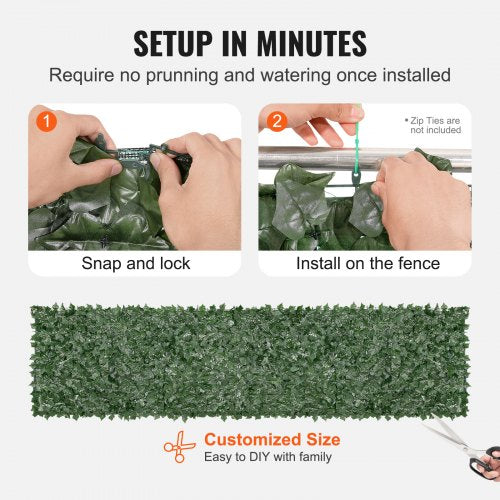 Ivy Privacy Fence 39 x 158in Artificial Green Wall Screen Greenery Ivy