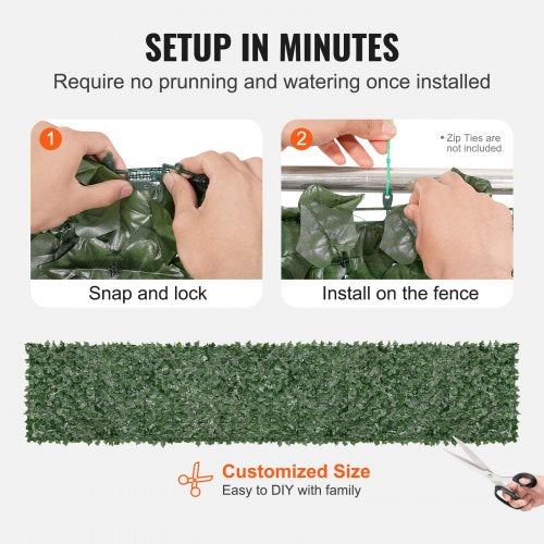 Ivy Privacy Fence 39 x 198in Artificial Green Wall Screen Greenery Ivy