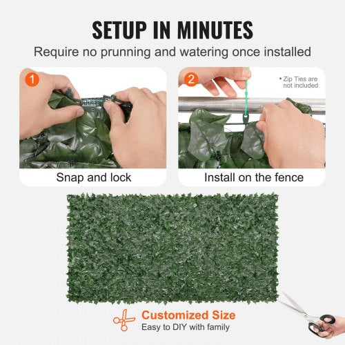Privacy Ivy Fence 59 x 118in Artificial Green Wall Screen Greenery Ivy