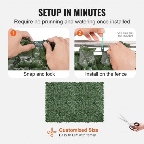 Ivy Privacy Fence 96 x 72 in Artificial Green Wall Screen Greenery Ivy