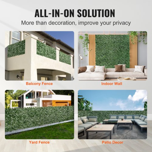 Ivy Privacy Fence 96 x 72 in Artificial Green Wall Screen Greenery Ivy