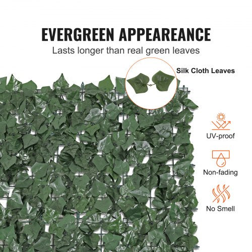 Ivy Privacy Fence 96 x 72 in Artificial Green Wall Screen Greenery Ivy