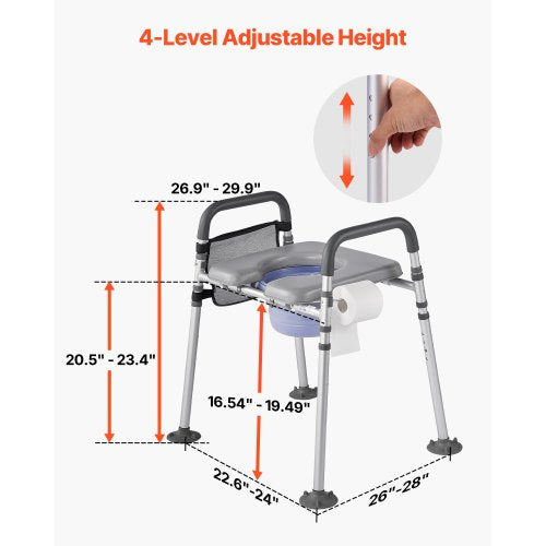 Bedside Commode Chair 500 lbs Capacity 4in1 Portable Toilet and Raised 1