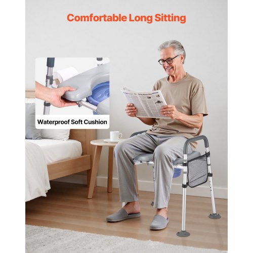 Bedside Commode Chair 500 lbs Capacity 4in1 Portable Toilet and Raised 1