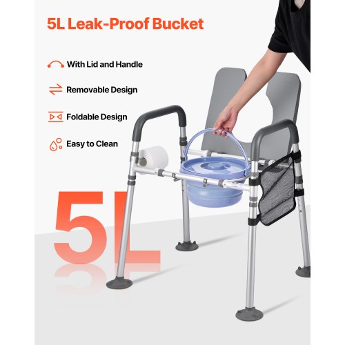 Bedside Commode Chair 500 lbs Capacity 4in1 Portable Toilet and Raised 1