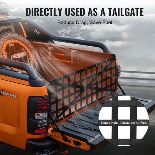 Tailgate Net 54 in x 18 in Heavy Duty Cargo Net for Truck Bed with 4