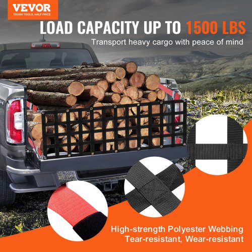 Tailgate Net 54 in x 18 in Heavy Duty Cargo Net for Truck Bed with 4