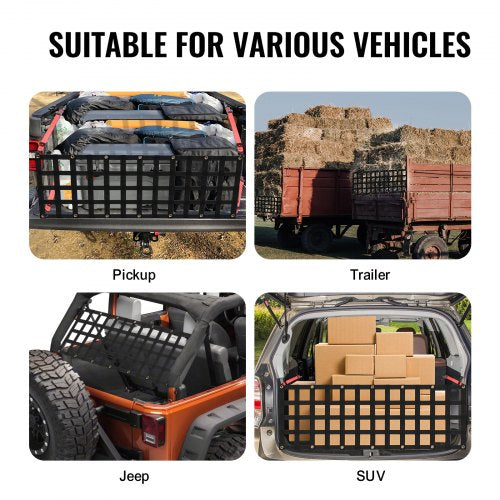 Tailgate Net 54 in x 18 in Heavy Duty Cargo Net for Truck Bed with 4