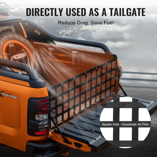 Tailgate Net 54 in x 18 in Heavy Duty Cargo Net for Truck Bed with 4