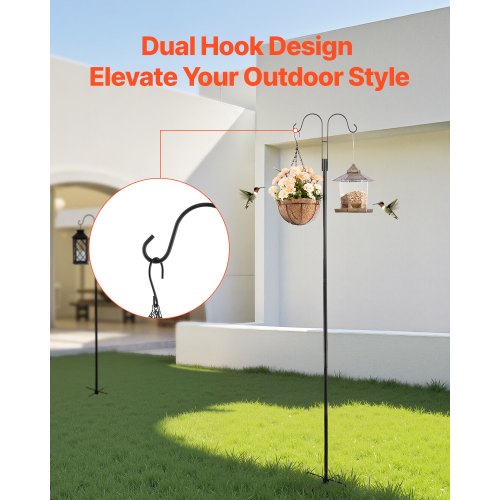 Double Shepherds Hooks for Outdoor 8 Pack 108 Inch Heavy Duty Bird Feeder