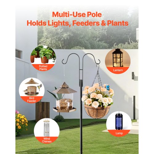 Double Shepherds Hooks for Outdoor 8 Pack 60 Inch Heavy Duty Bird Feeder