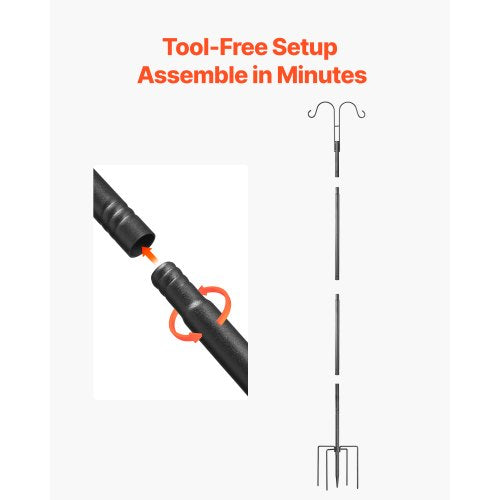 Double Shepherds Hooks for Outdoor 8 Pack 60 Inch Heavy Duty Bird Feeder