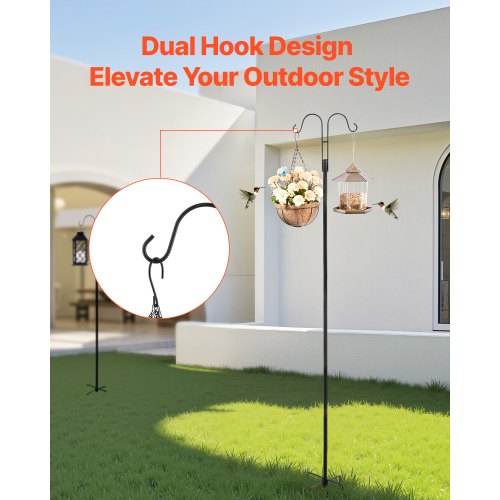Double Shepherds Hooks for Outdoor 8 Pack 76 Inch Heavy Duty Bird Feeder