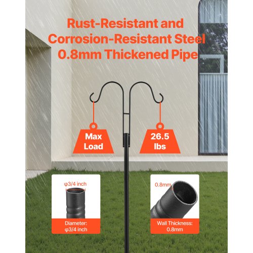 Double Shepherds Hooks for Outdoor 8 Pack 76 Inch Heavy Duty Bird Feeder