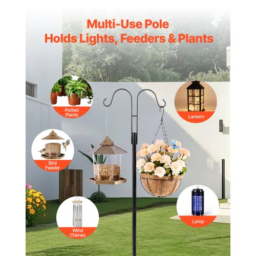 Double Shepherds Hooks for Outdoor 8 Pack 76 Inch Heavy Duty Bird Feeder