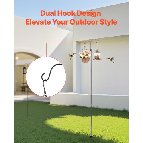 Double Shepherds Hooks for Outdoor 8 Pack 92 Inch Heavy Duty Bird Feeder