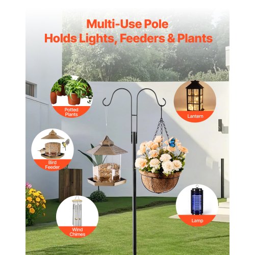 Double Shepherds Hooks for Outdoor 8 Pack 92 Inch Heavy Duty Bird Feeder