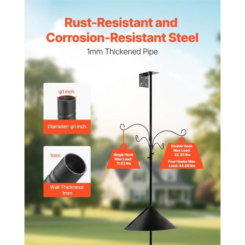 4Hook Wild Bird Feeder Stand Pole 92 Inch Bird Feeding Station Kit 3132