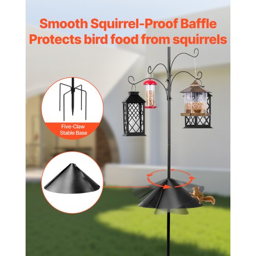 4Hook Wild Bird Feeder Stand Pole 92 Inch Bird Feeding Station Kit 3132