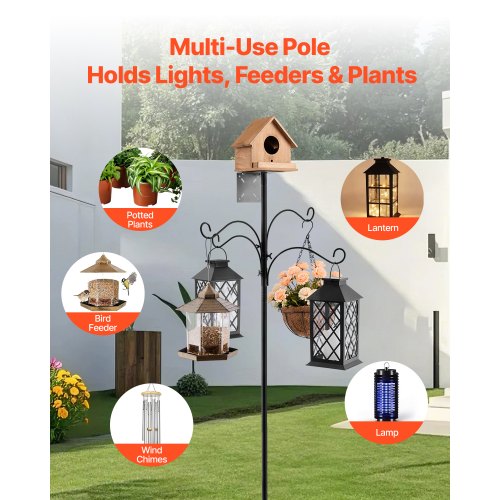 4Hook Wild Bird Feeder Stand Pole 92 Inch Bird Feeding Station Kit 3132