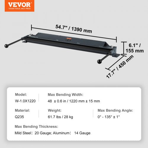 Box and Pan Brake 48Inch130 Degrees Sheet Metal Bending Brake