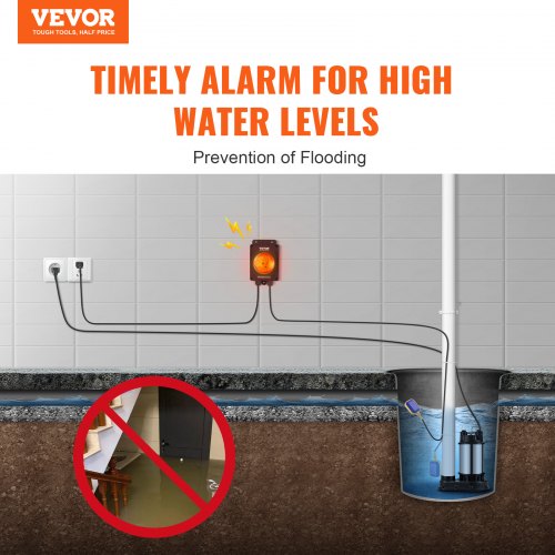 Sump Pump Alarm IndoorOutdoor High Water Septic Tank Alarm With Float