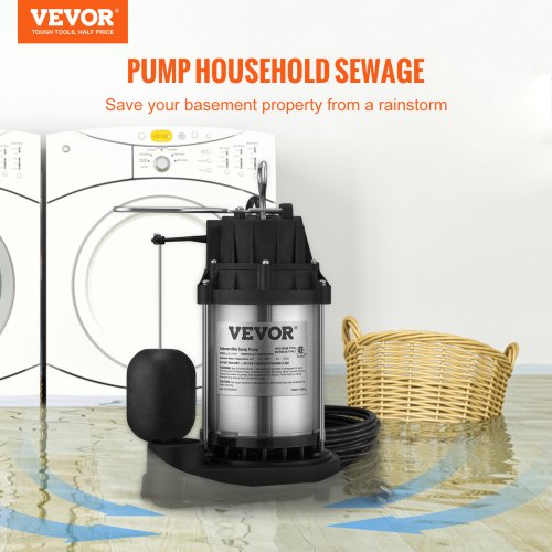 Sump Pump 12 HP 3960 GPH Submersible Stainless Steel Water Pump 112