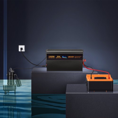 Sump Pump Battery Backup System 1500W Auto Switches to Battery Inverter