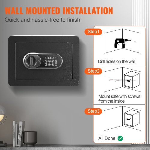 Safe 05 Cubic Feet Home Safe Steel Security Safe with Digital Keypad and 2 Keys