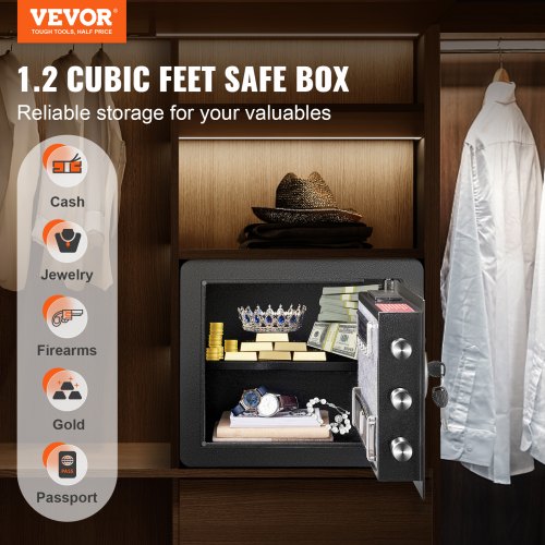 Safe 12 Cubic Feet Home Safe Steel Security Safe with Digital Keypad and 2 Keys