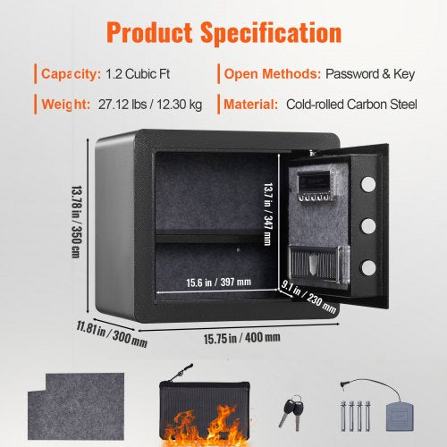 Safe 12 Cubic Feet Home Safe Steel Security Safe with Digital Keypad and 2 Keys
