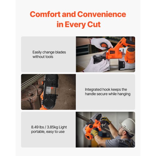 20V Portable Band Saw 256Inch Deep Cut 360W Bandsaw with Brushless