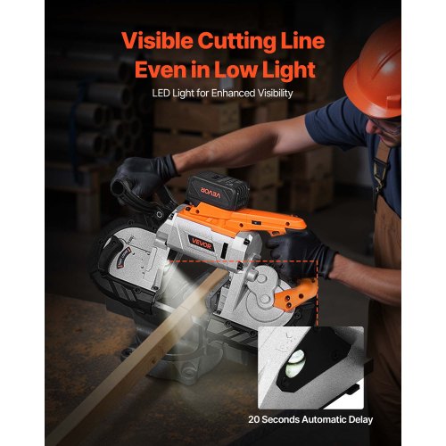 20V Portable Band Saw Kit 5 Inches Deep Cut AC 110V 360W Bandsaw with Brushless