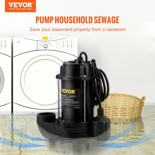 Submersible Sewage Pump 34 HP 5880 GPH 1050W Durable Cast Iron
