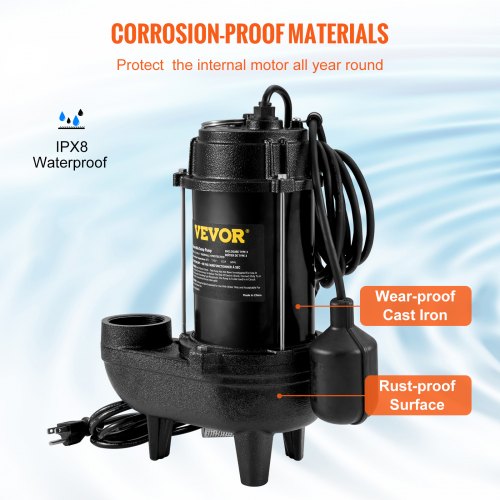 Submersible Sewage Pump 34 HP 5880 GPH 1050W Durable Cast Iron