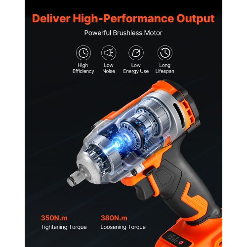 Cordless Impact Wrench 280 ftlbs 380 N·m High Torque 38 inch 20V