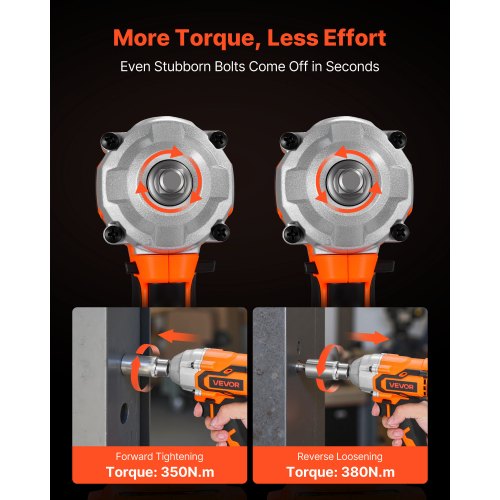 Cordless Impact Wrench 280 ftlbs 380 N·m High Torque 38 inch 20V