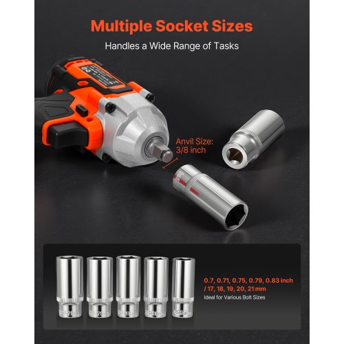 Cordless Impact Wrench 280 ftlbs 380 N·m High Torque 38 inch 20V