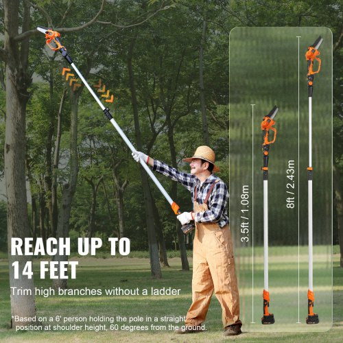 2in1 Cordless Pole Saw Mini Chainsaw 20V 2Ah Battery Pole Chainsaw 5