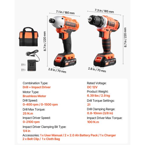 Tool Combo Kit 12V Max Cordless 2Tool Combo Kit with 38 in Drill 14 in Drill