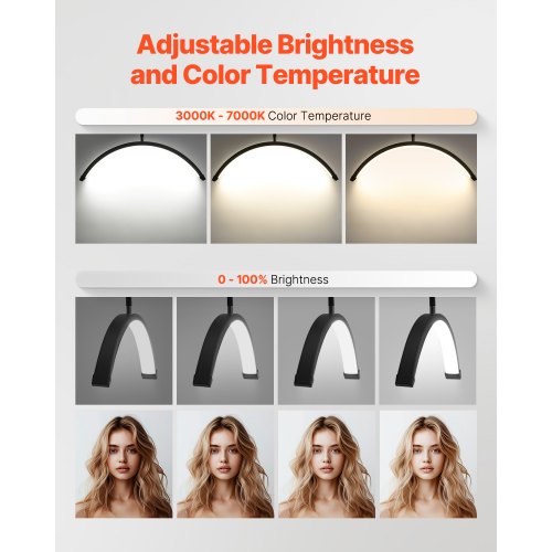 Half Moon Light for Esthetician 23 inch Dimmable LED Floor Lamp Lash Light