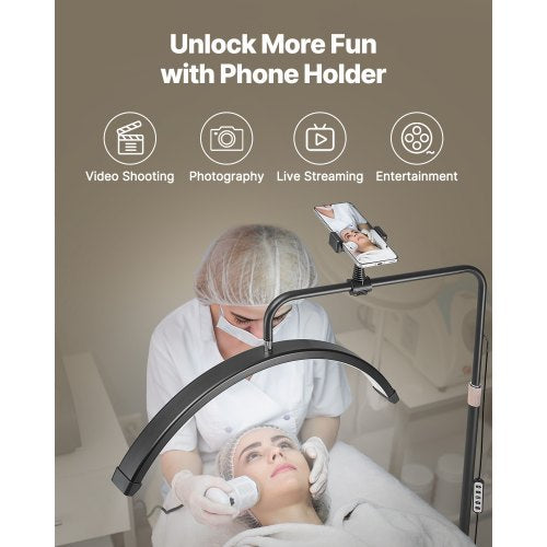 Half Moon Light for Esthetician 23 inch Dimmable LED Floor Lamp Lash Light