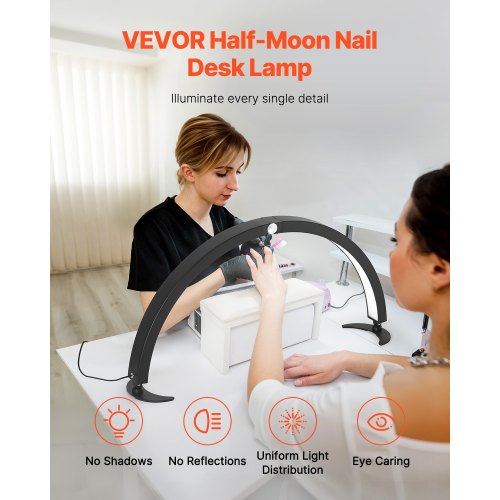 Nail Desk Light 40 W Half Moon Desk Lamp with Phone Holder Adjustable